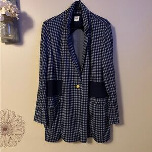 CAbi Navy and White Checkered Blazer